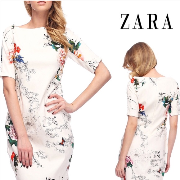 Zara white dress with flowers Clearance